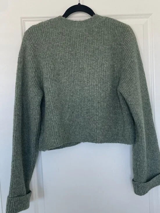 Christian Lacroix Green Wool Blend Cropped Button Sweater – Women’s L - Picture 7 of 8